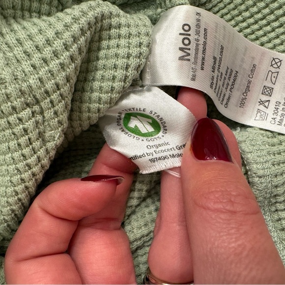 Molo Minelli Mint Waffle Knit Sweatshirt with Hood - Picture 7 of 9